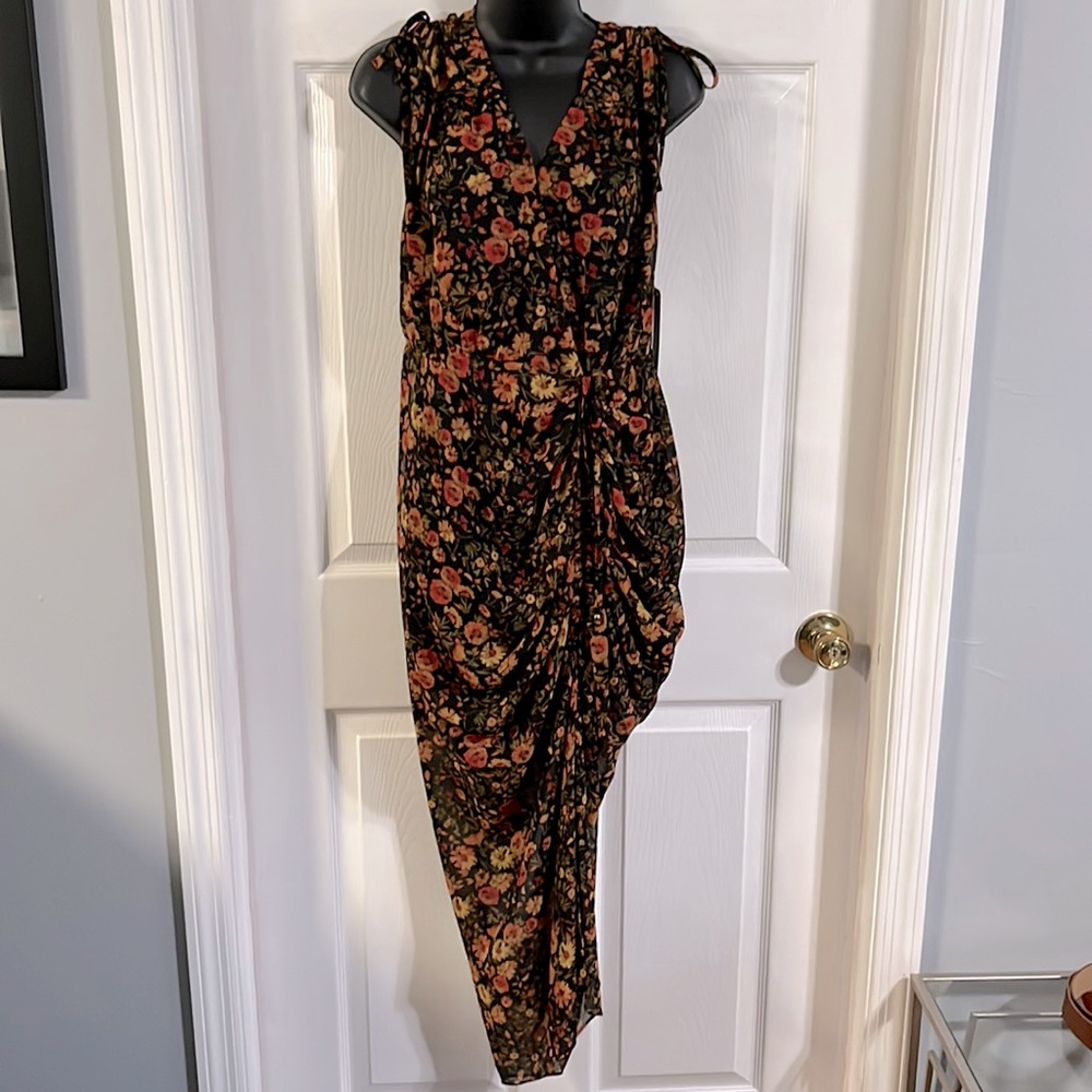 Aura Floral Maxi Dress - Black and Orange